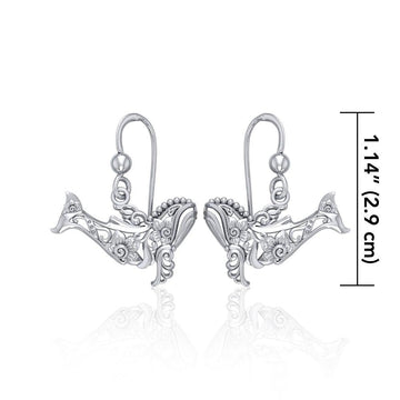 Tranquil guardians of the sea ~ Sterling Silver Whale Filigree Hook Earrings Jewelry TER1711 - Jewelry